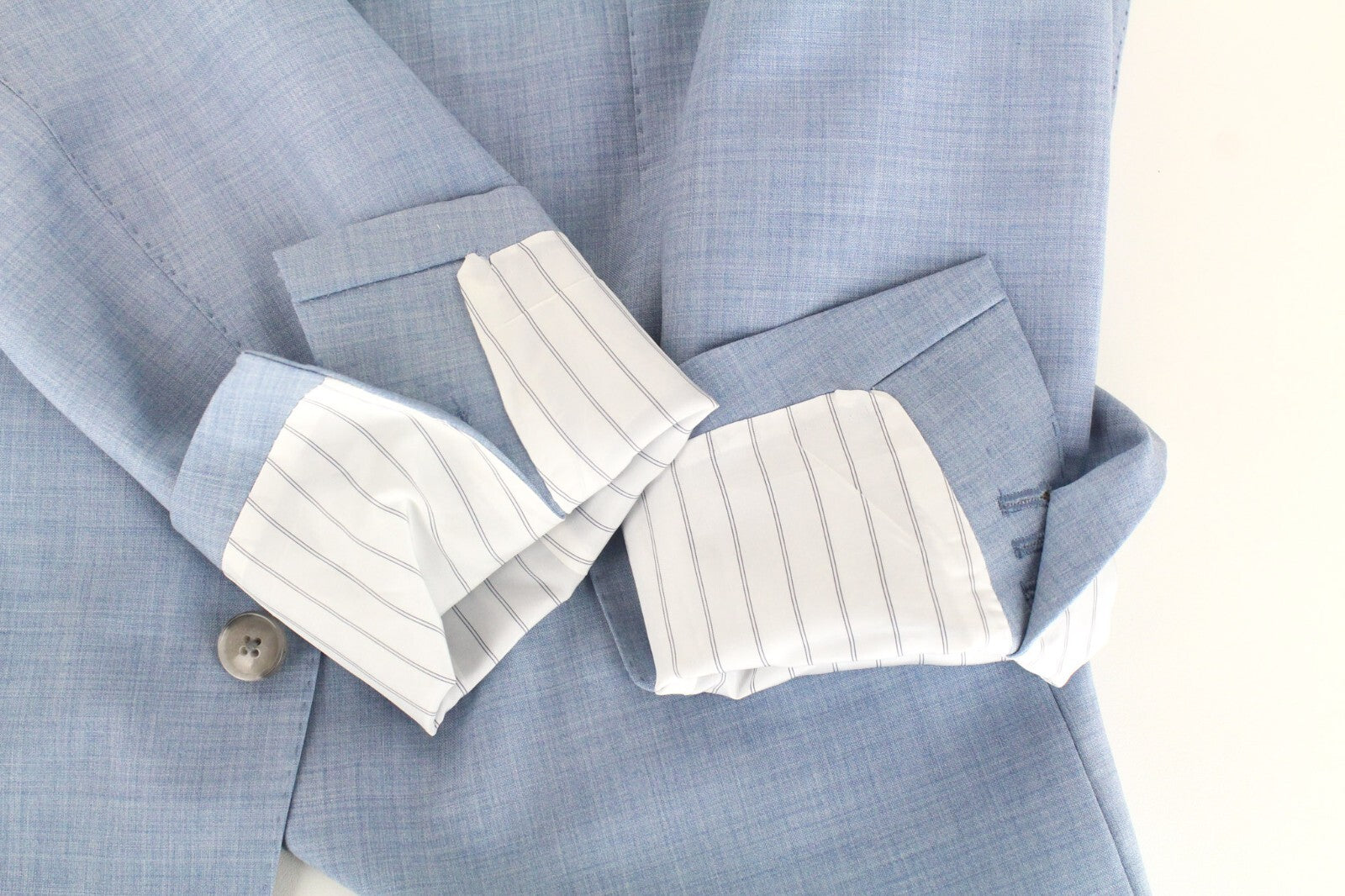 SUITSUPPLY Lazio Men's Suit UK36R Slim Wool Melange Light Blue 2-Piece