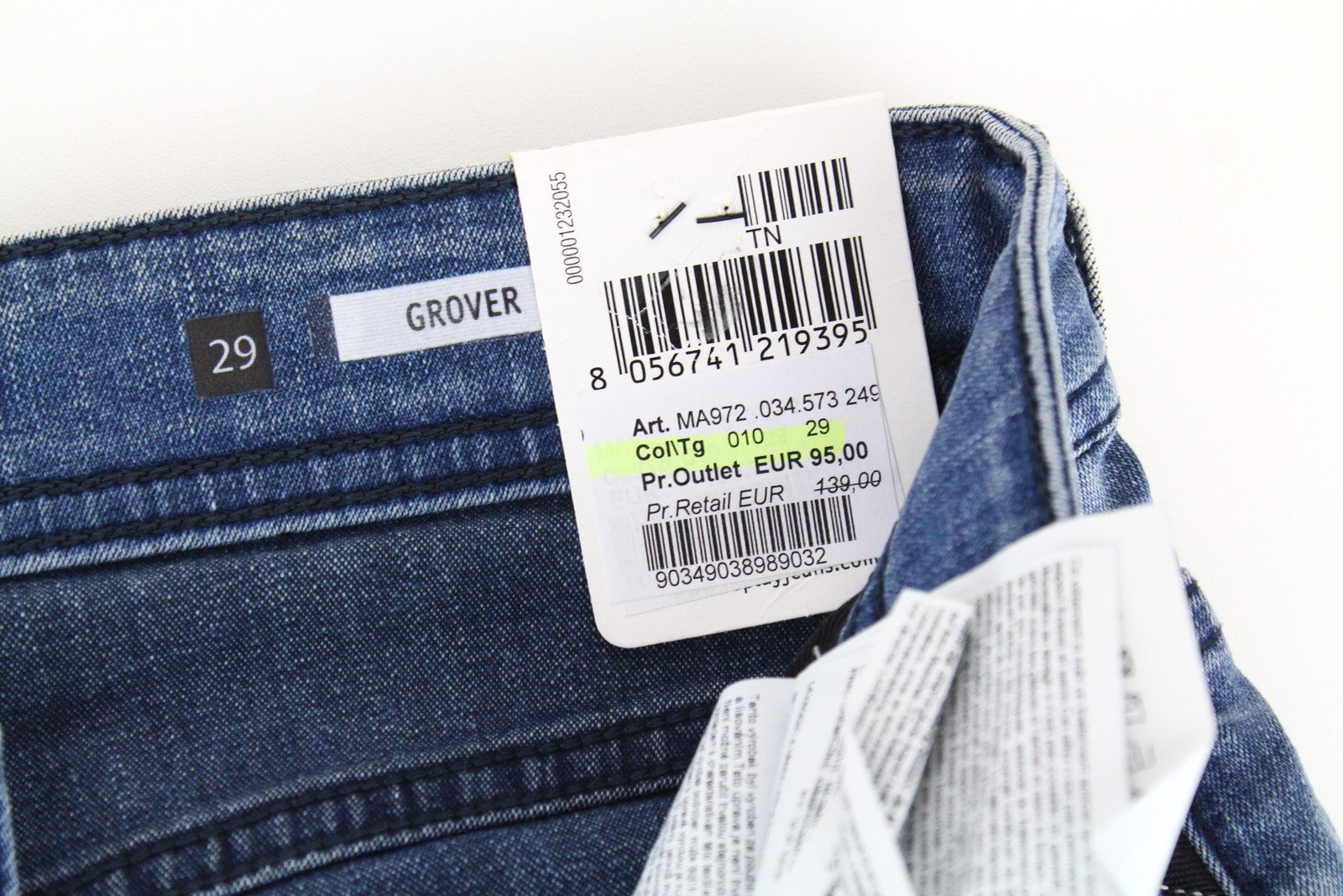 REPLAY Grover Men's Jeans W29/L34 Blue Straight Button-Fly Classic Stretch