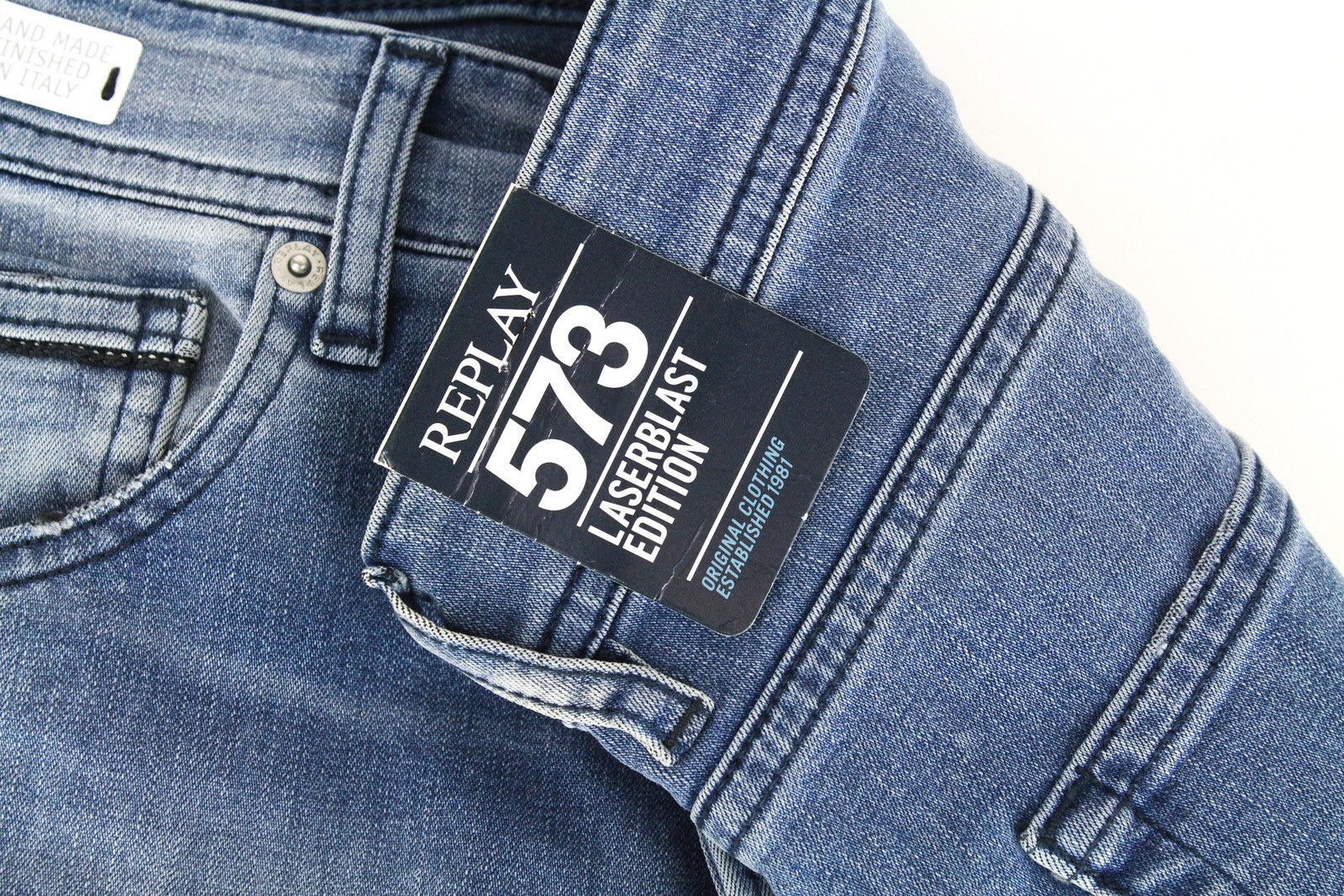 REPLAY Grover Men's Jeans W29/L34 Blue Straight Button-Fly Classic Stretch