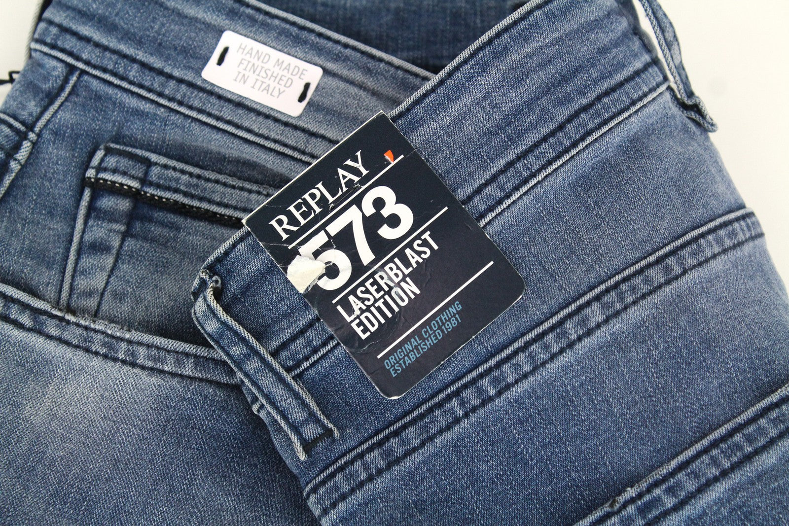 REPLAY Grover Men's Jeans W30/L34 Blue Straight Button-Fly Classic Stretch