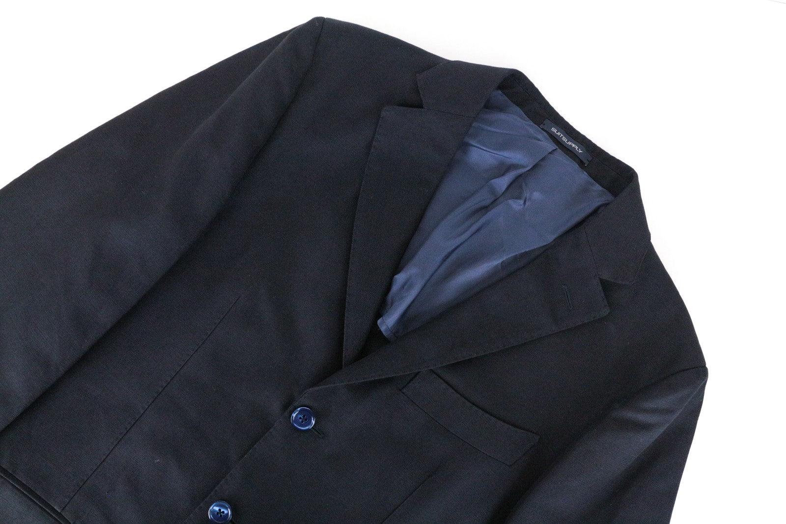 SUITSUPPLY La Spalla Men's Blazer UK38L Blue Slim Cotton Linen Formal