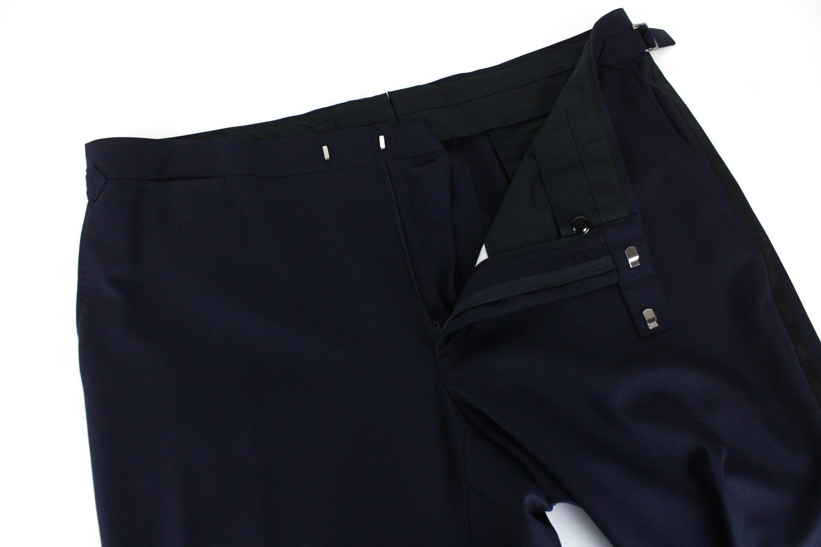 SUITSUPPLY Lazio Men's Trousers UK48R Slim Wool Twill Blue Flat Front Formal