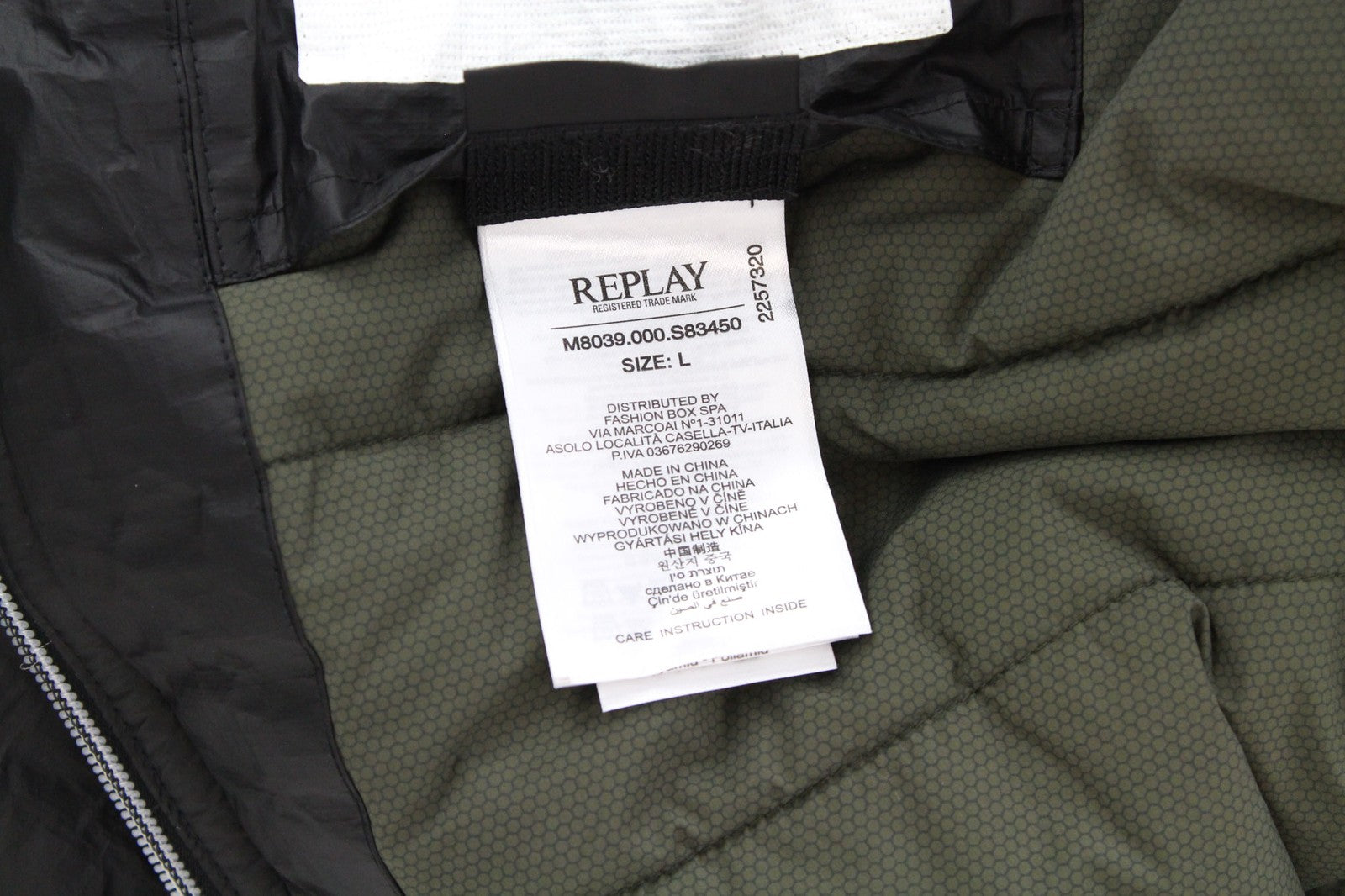 REPLAY Men's Jacket L Black Bomber Patched Zip-Up Ribbed Lined High Neck