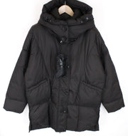 REPLAY Women's Jacket M Oversized Brown Hooded Puffer Zip-Up Mid-Length