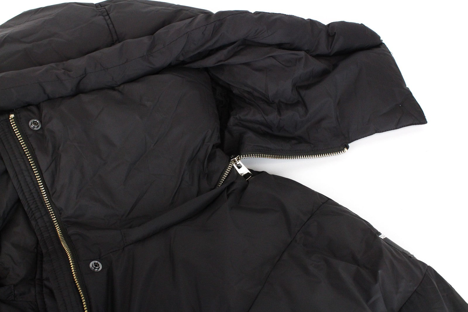 REPLAY Women's Jacket M Oversized Brown Hooded Puffer Zip-Up Mid-Length