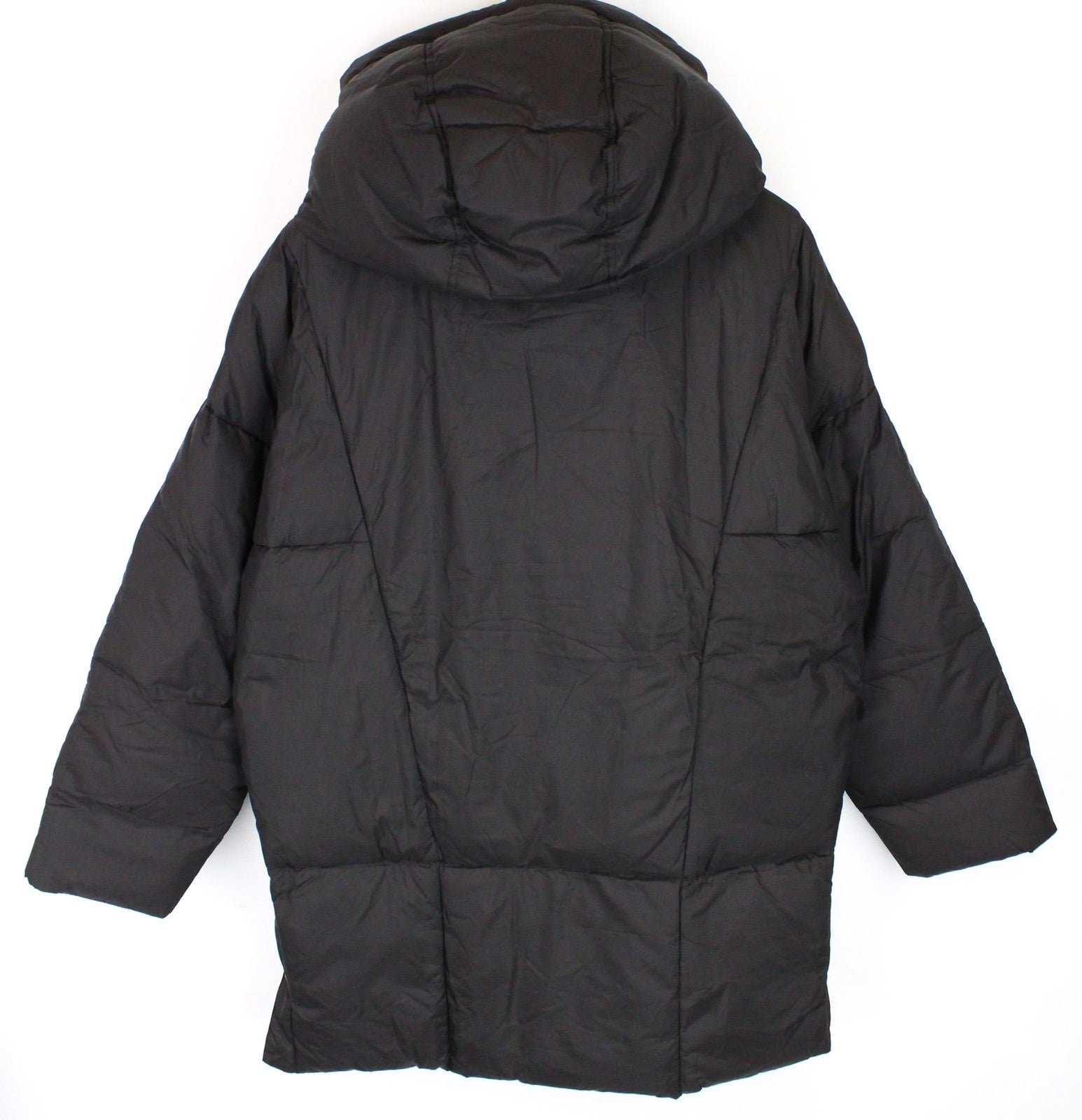 REPLAY Women's Jacket M Oversized Brown Hooded Puffer Zip-Up Mid-Length