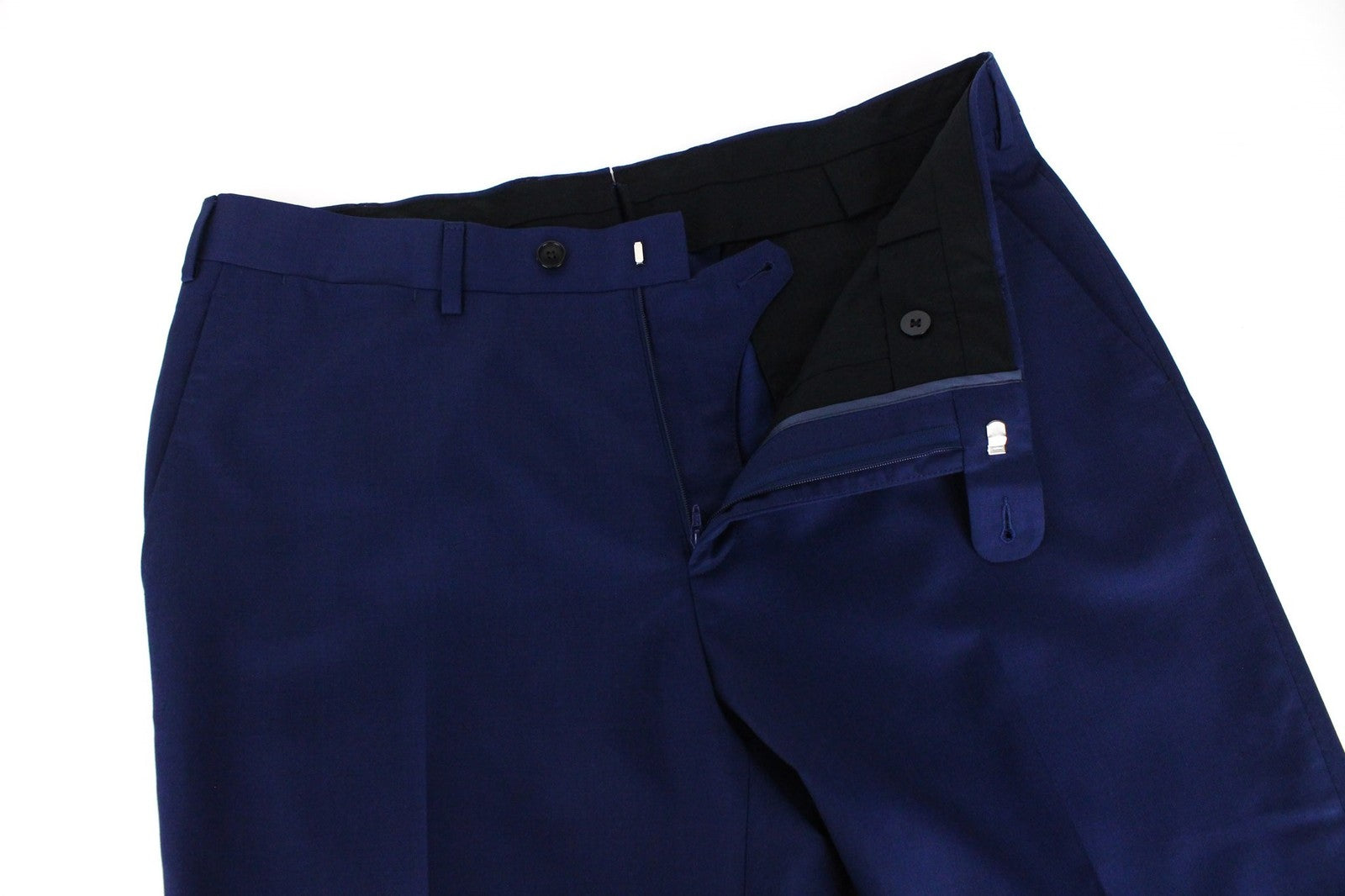 SUITSUPPLY Brescia Men's Trousers UK42 Slim Wool Twill Blue Flat Front Formal