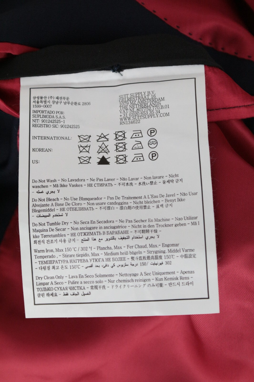 SUITSUPPLY La Spalla Men's Suit UK46R Blue Slim Wool Peak Lapel 2 Piece