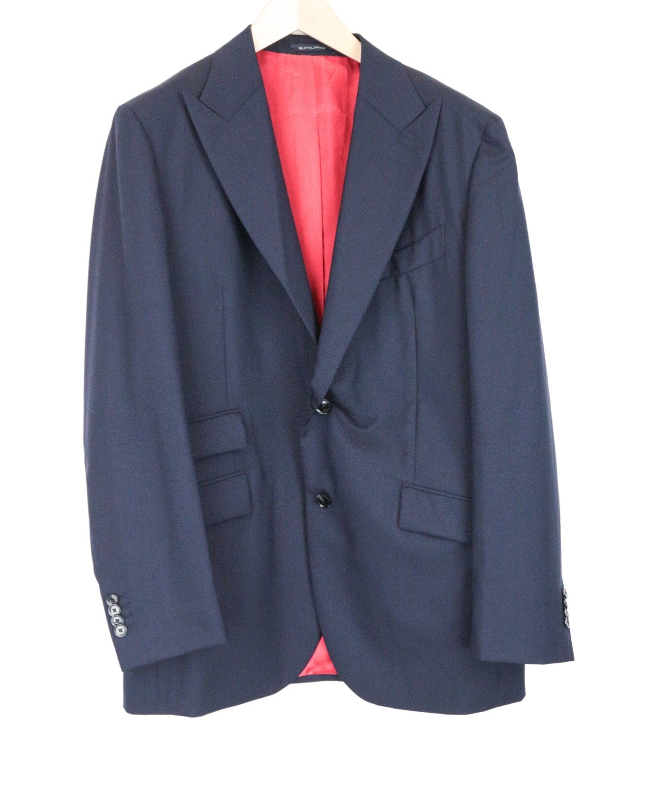 SUITSUPPLY La Spalla Men's Suit UK46R Blue Slim Wool Peak Lapel 2 Piece