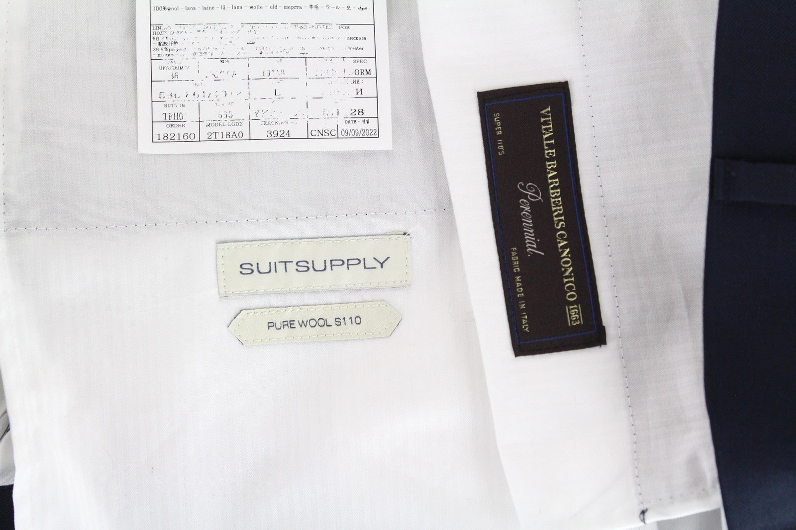 SUITSUPPLY Brescia Men's Trousers UK36 Slim Wool S110 Blue Flat Front Formal