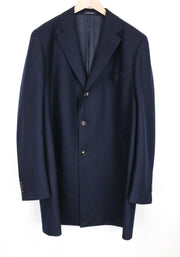 SUITSUPPLY Vicenza Men's Coat UK54R Navy Wool Single-Breasted Mid Overcoat