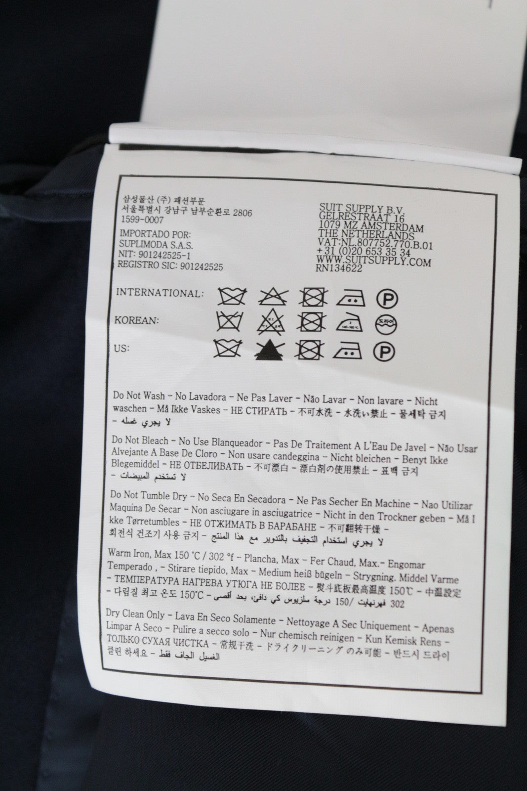 SUITSUPPLY Vicenza Men's Coat UK54R Navy Wool Single-Breasted Mid Overcoat