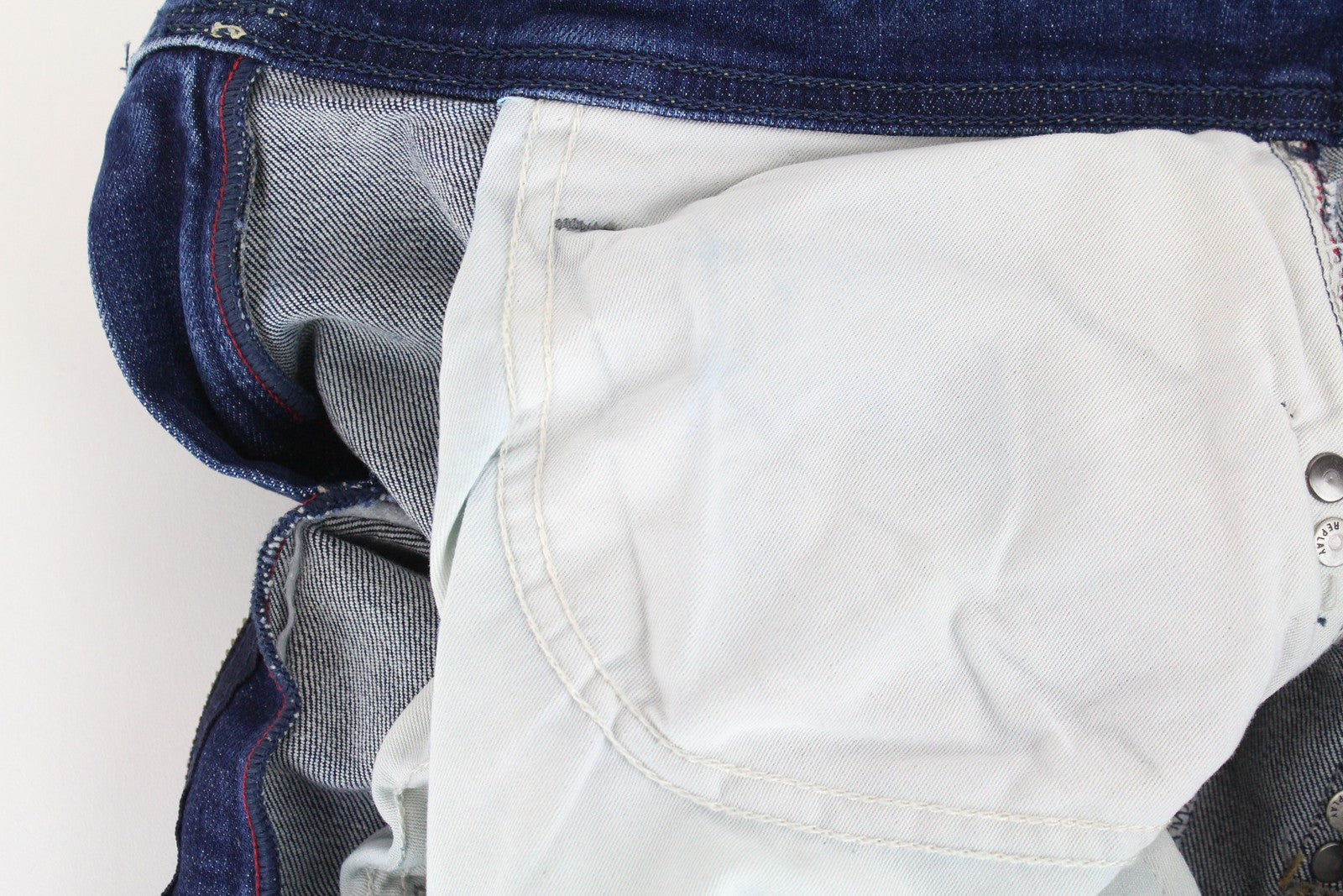 REPLAY Rob vyriški džinsai W30/L34 mėlyni, tiesūs, siaurėjantys, tamprūs, klasikiniai, su užtrauktuku 