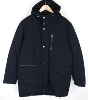 DESIGUAL Ernesto Men's Jacket 2XL Blue Hooded Zip-Up Lined Designer Coat