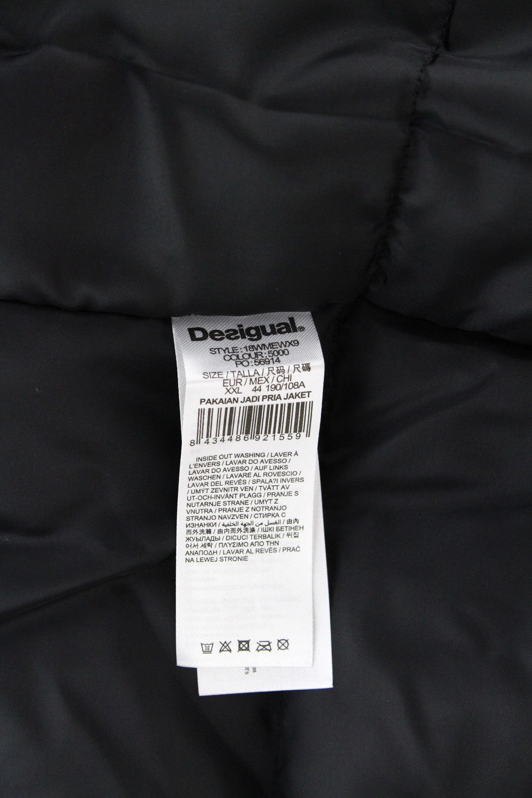 DESIGUAL Ernesto Men's Jacket 2XL Blue Hooded Zip-Up Lined Designer Coat