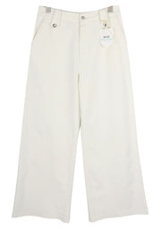 LIU JO Flare Frog Women Jeans W28 High Waist Wide Leg Zip Fly Denim Light White