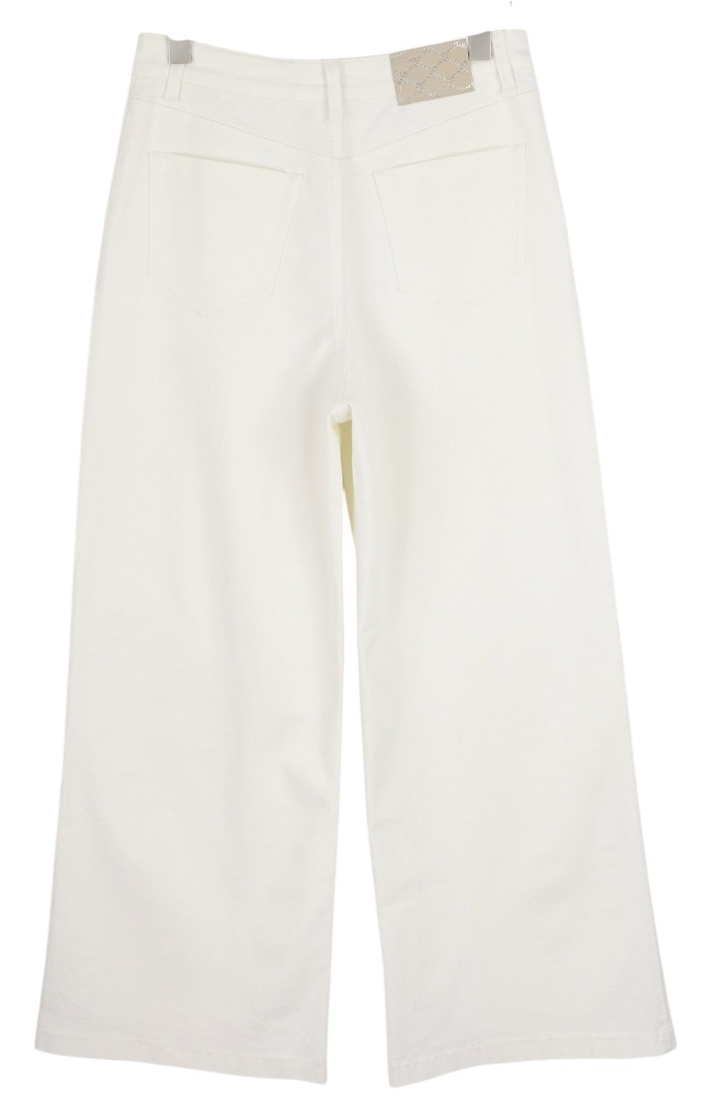 LIU JO Flare Frog Women Jeans W28 High Waist Wide Leg Zip Fly Denim Light White