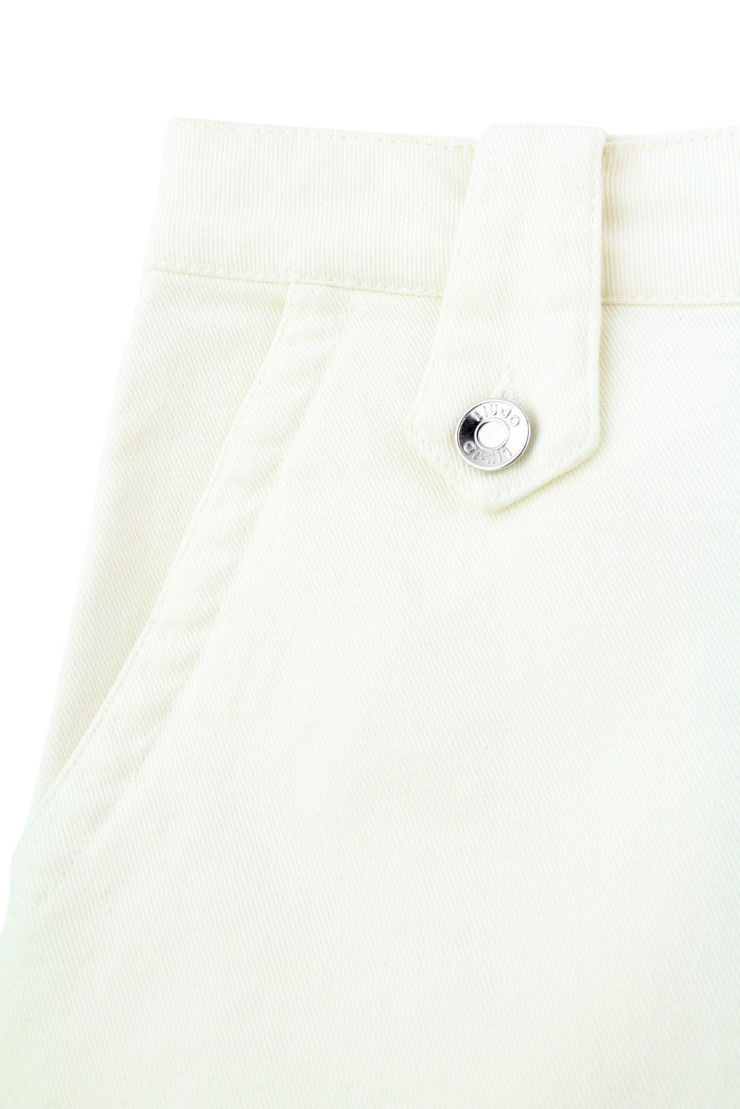 LIU JO Flare Frog Women Jeans W28 High Waist Wide Leg Zip Fly Denim Light White