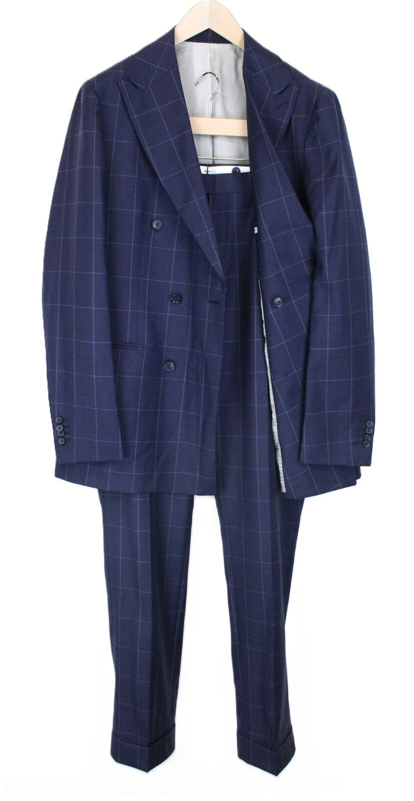 SUITSUPPLY Soho Men's Suit 2-Piece UK44L Blue Wool Double-Breasted Checked
