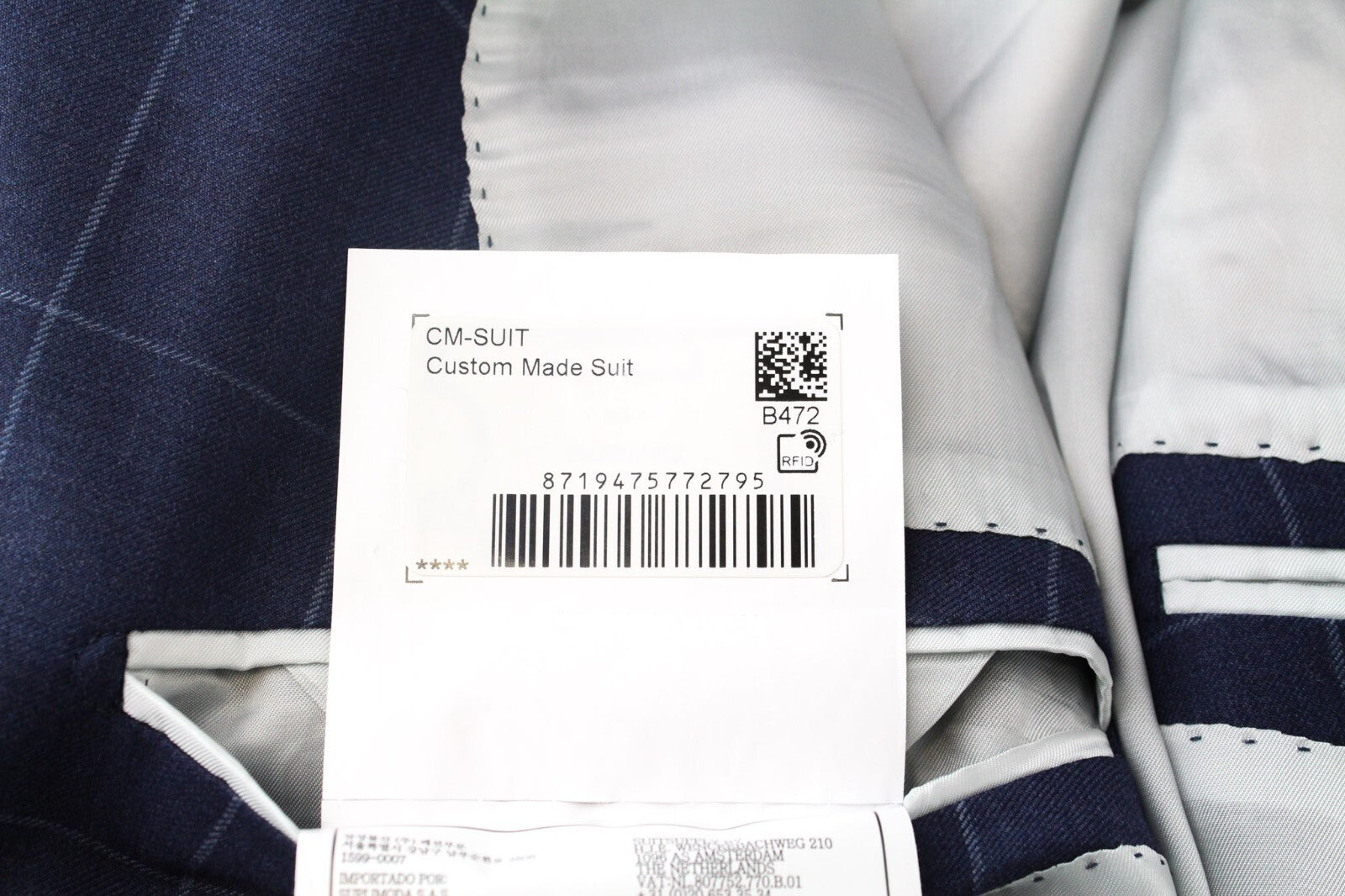 SUITSUPPLY Soho Men's Suit 2-Piece UK44L Blue Wool Double-Breasted Checked