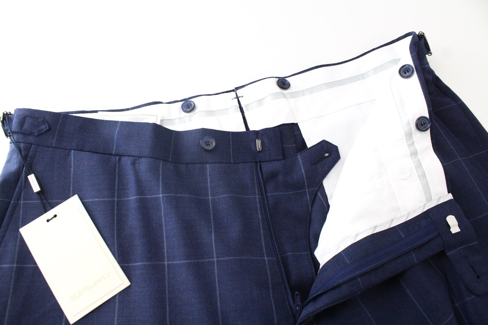 SUITSUPPLY Soho Men's Suit 2-Piece UK44L Blue Wool Double-Breasted Checked