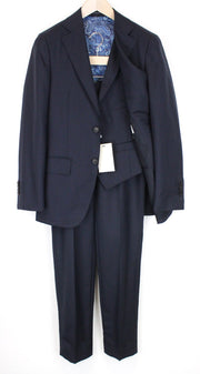 SUITSUPPLY Lazio La Spalla Men's Suit UK34R Blue Navy Slim Wool 3 Piece