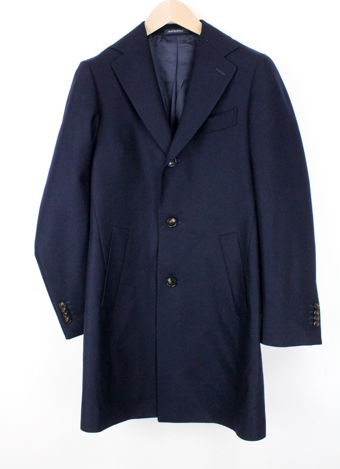 SUITSUPPLY Vicenza Men's Coat UK34R Blue Wool Single-Breasted Lined