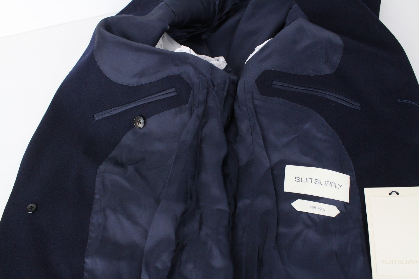 SUITSUPPLY Vicenza Men's Coat UK34R Blue Wool Single-Breasted Lined