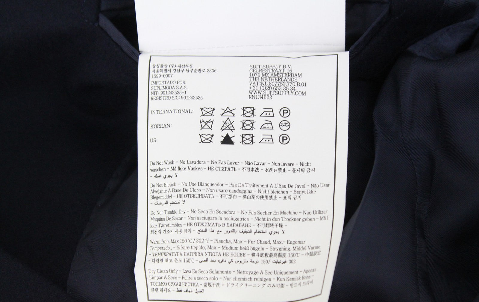 SUITSUPPLY Vicenza Men's Coat UK34R Blue Wool Single-Breasted Lined