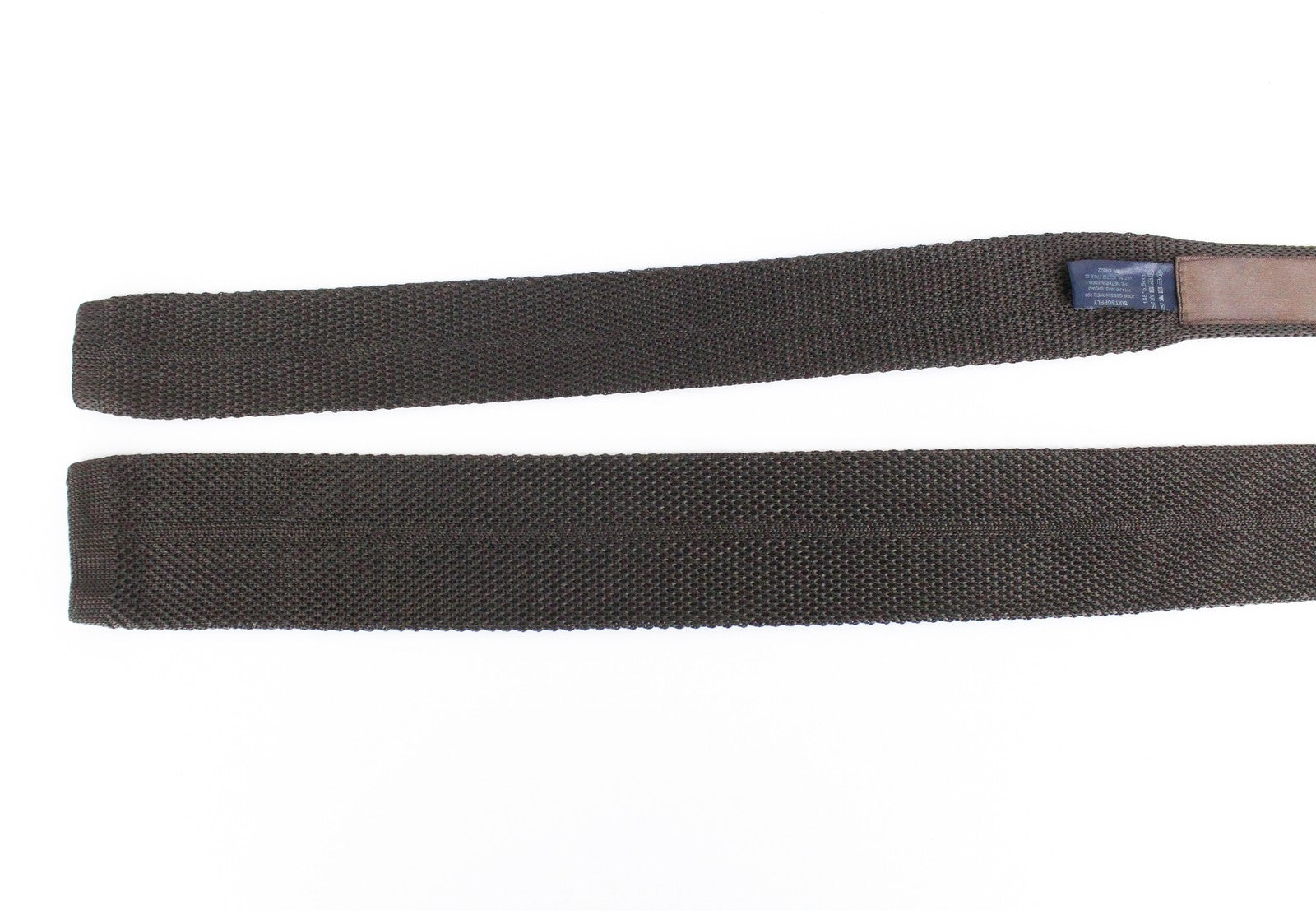 SUITSUPPLY Men's Tie 148x5.5cm Brown Silk Knitted Squared-End Formal