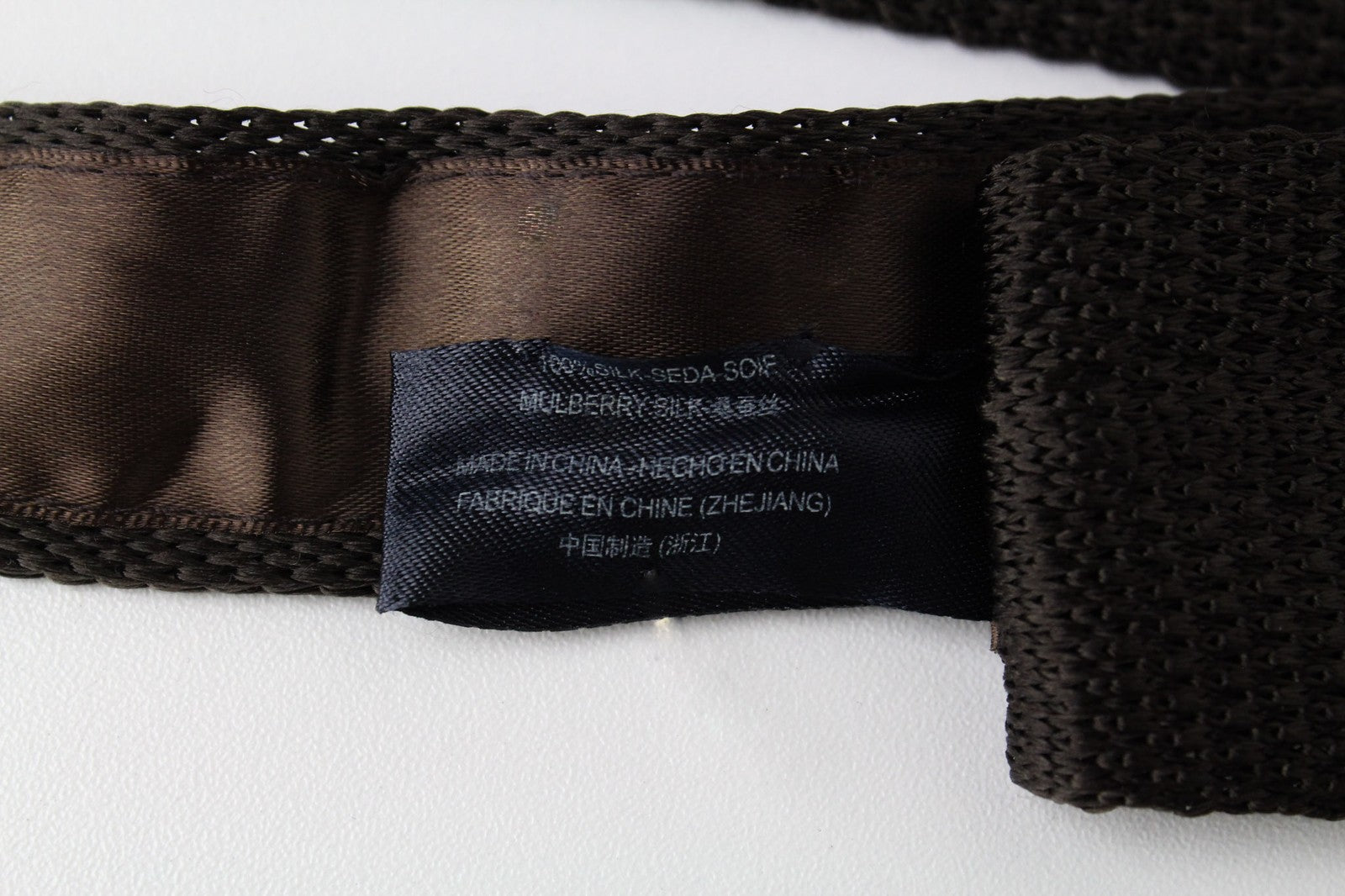 SUITSUPPLY Men's Tie 148x5.5cm Brown Silk Knitted Squared-End Formal