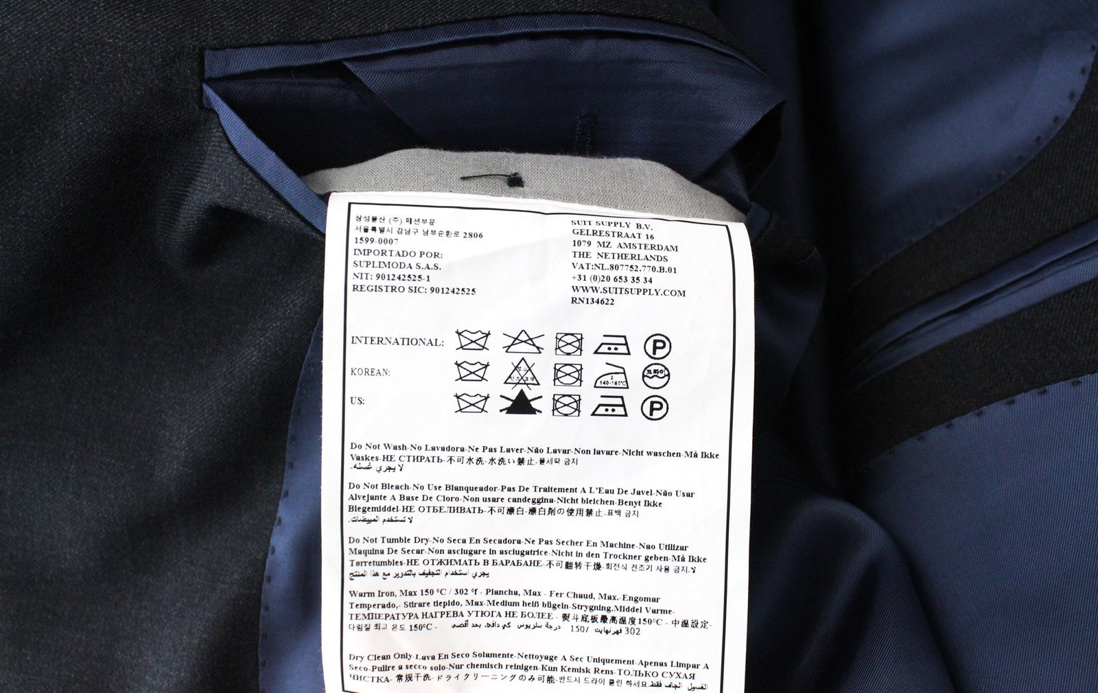 SUITSUPPLY Napoli Men's Suit UK46S Blue Wool Lined Classic 2-Piece