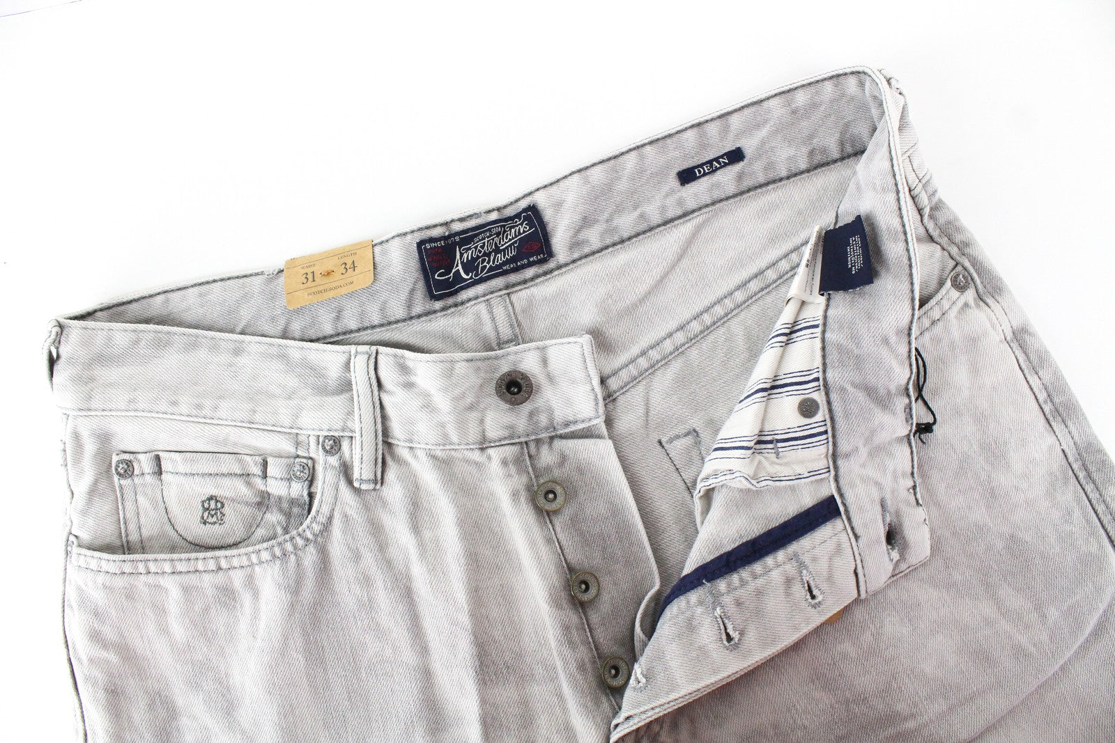 SCOTCH & SODA Dean Men's W31/L34 Grey Loose Tapered Fit Cotton Jeans