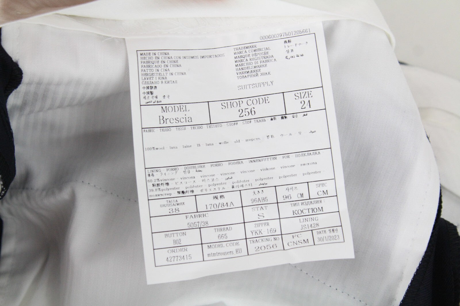 SUITSUPPLY La Spalla Men's Suit UK36R Blue Wool 2-Piece Classic Cut