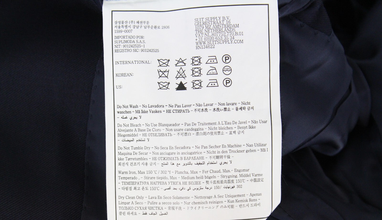 SUITSUPPLY La Spalla Men's Suit UK36R Blue Wool 2-Piece Classic Cut