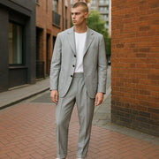 SUITSUPPLY Havana Patch Men's Suit UK34R Grey Wool Silk Slim 2-Piece