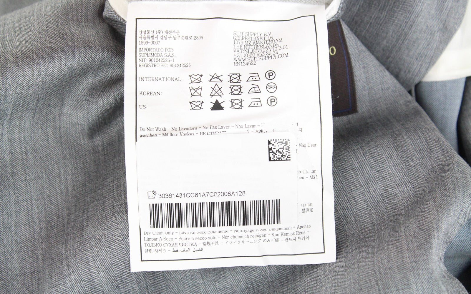 SUITSUPPLY Havana Patch Men's Suit UK34R Grey Wool Silk Slim 2-Piece