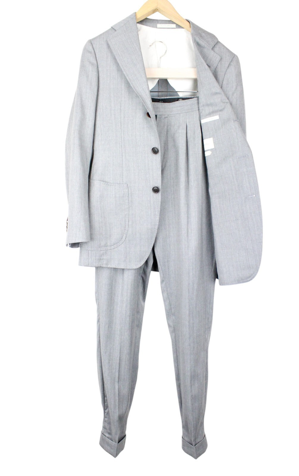 SUITSUPPLY Havana Patch Men's Suit UK34R Grey Wool Silk Slim 2-Piece