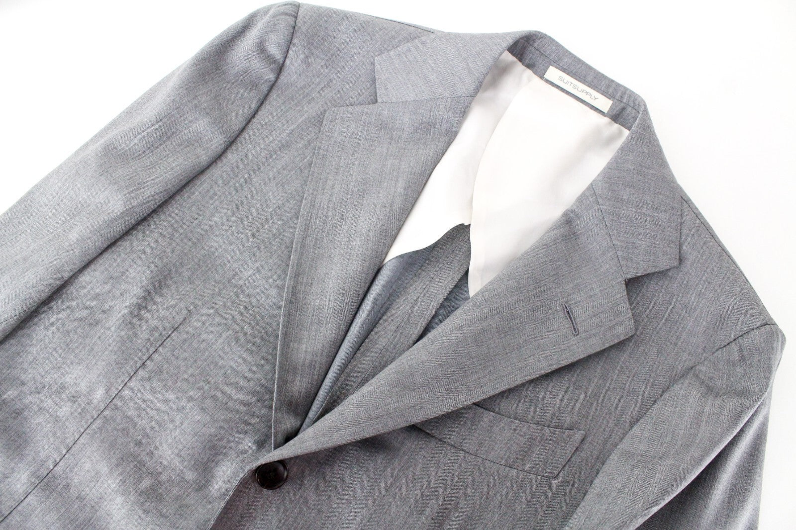 SUITSUPPLY Havana Patch Men's Suit UK34R Grey Wool Silk Slim 2-Piece