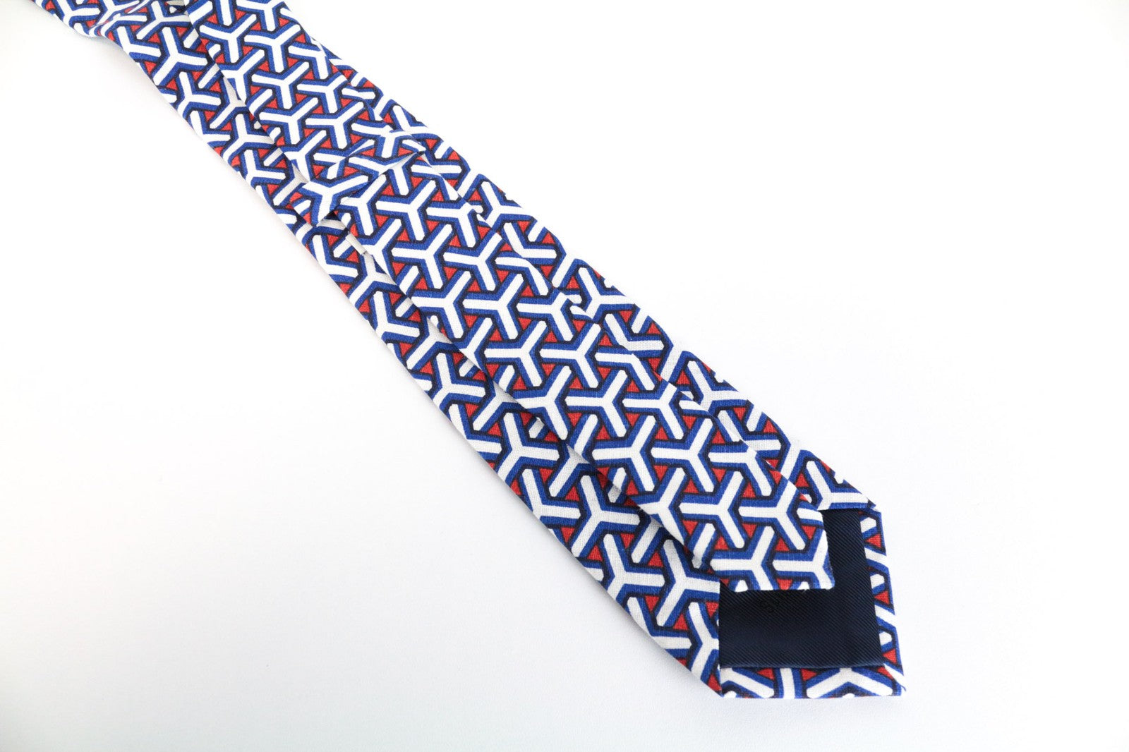 SUITSUPPLY Men's Tie 148x8cm Blue/Red Patterned Linen Pointed-End