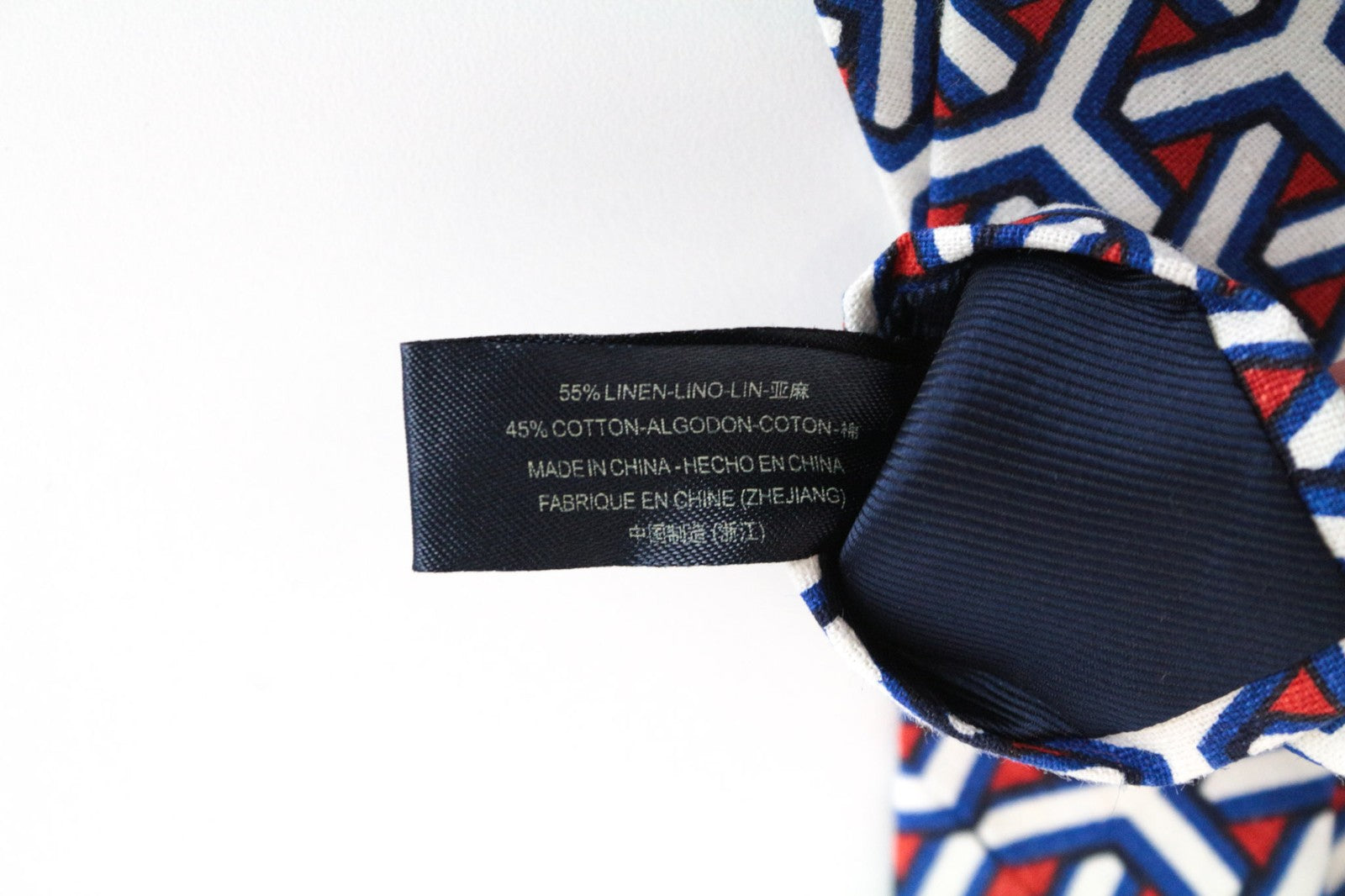 SUITSUPPLY Men's Tie 148x8cm Blue/Red Patterned Linen Pointed-End