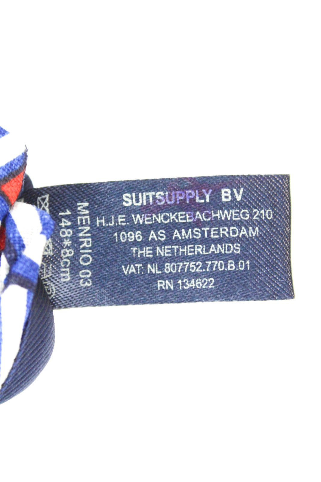 SUITSUPPLY Men's Tie 148x8cm Blue/Red Linen Patterned Formal Style