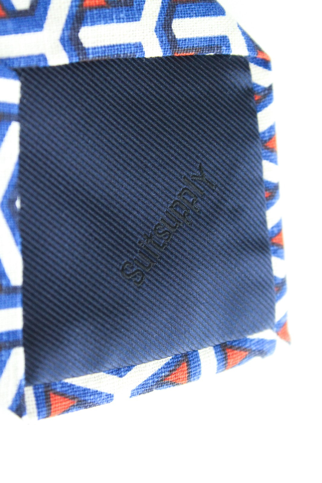 SUITSUPPLY Men's Tie 148x8cm Blue/Red Linen Patterned Formal Style