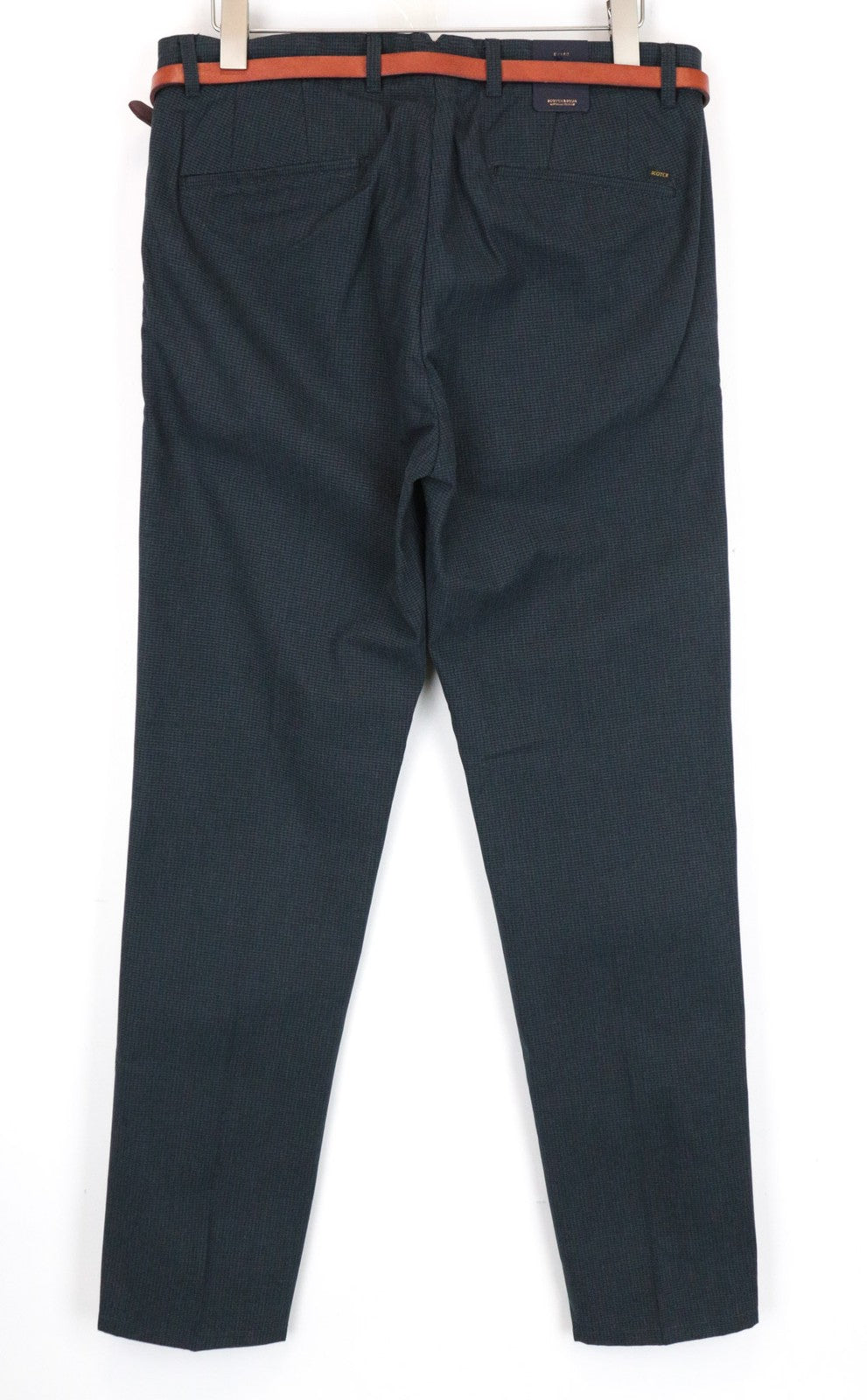 SCOTCH & SODA Stuart Men's W33/L34 Blue Slim Cotton Trousers Pleated