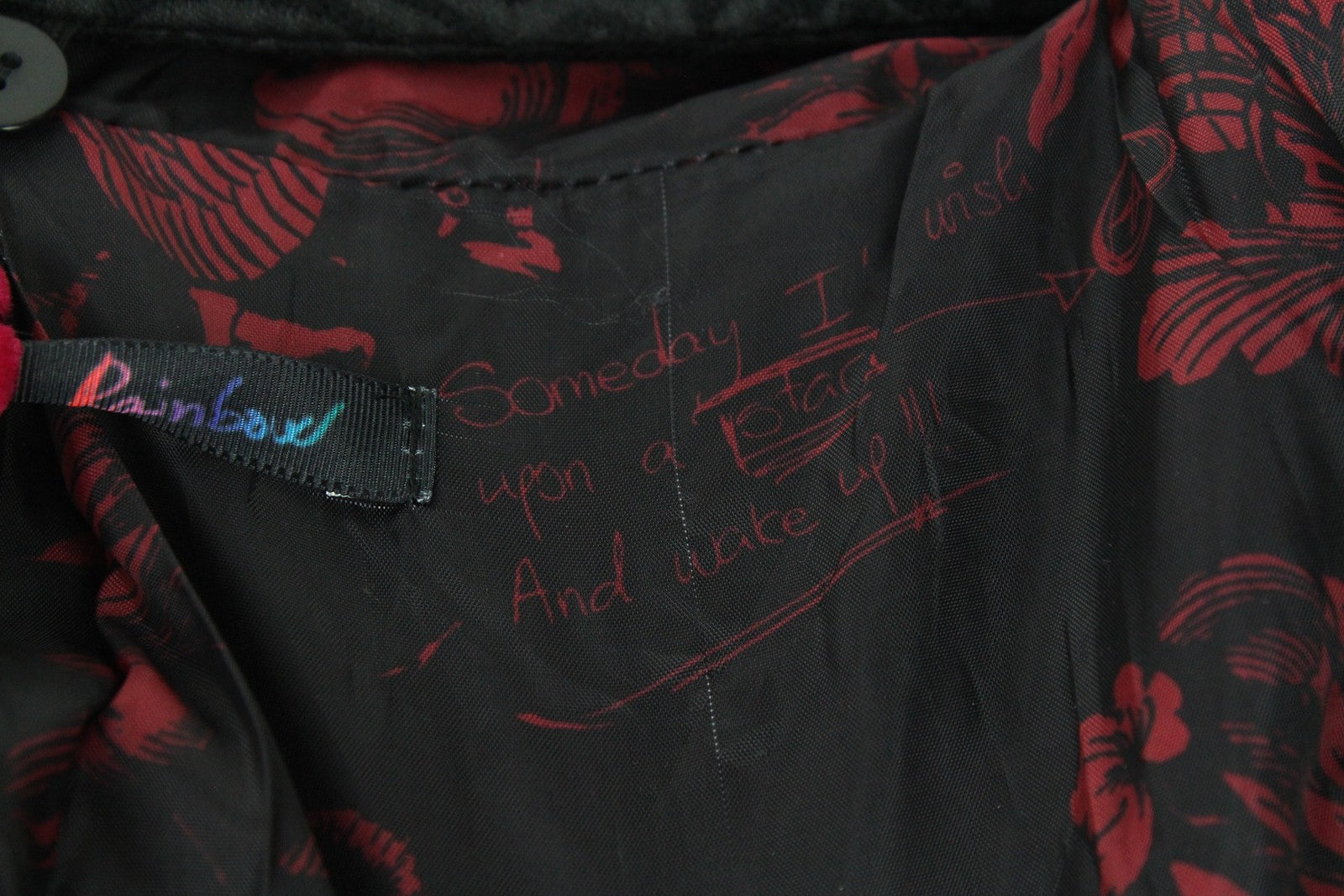 DESIGUAL Sagitario Women's Coat ~38 Hooded Red/Grey Zip Patterned