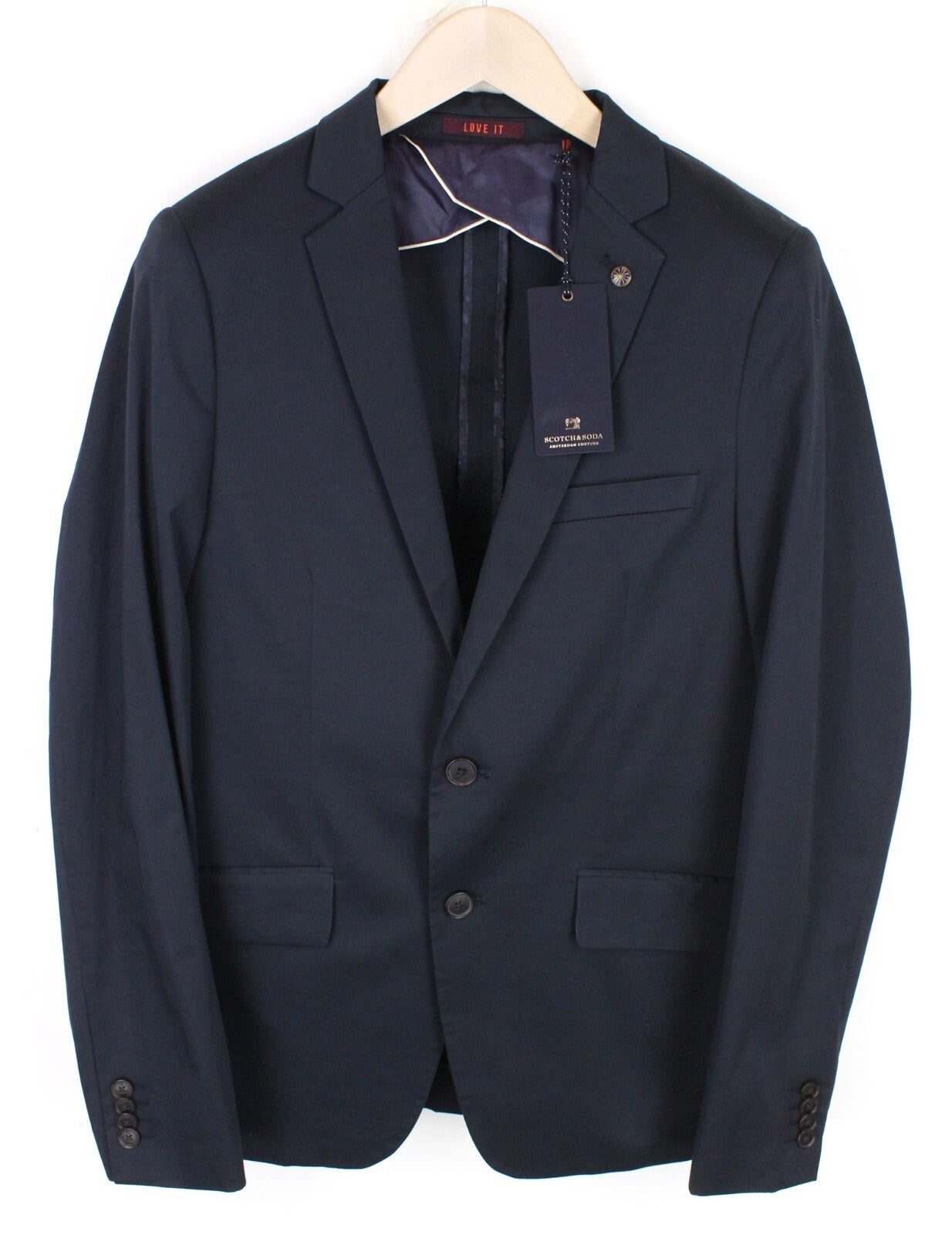 SCOTCH &amp; SODA Ams Couture vyriškas švarkas L dydžio mėlynas, tamprus medvilninis, klasikinio kirpimo, formalus 