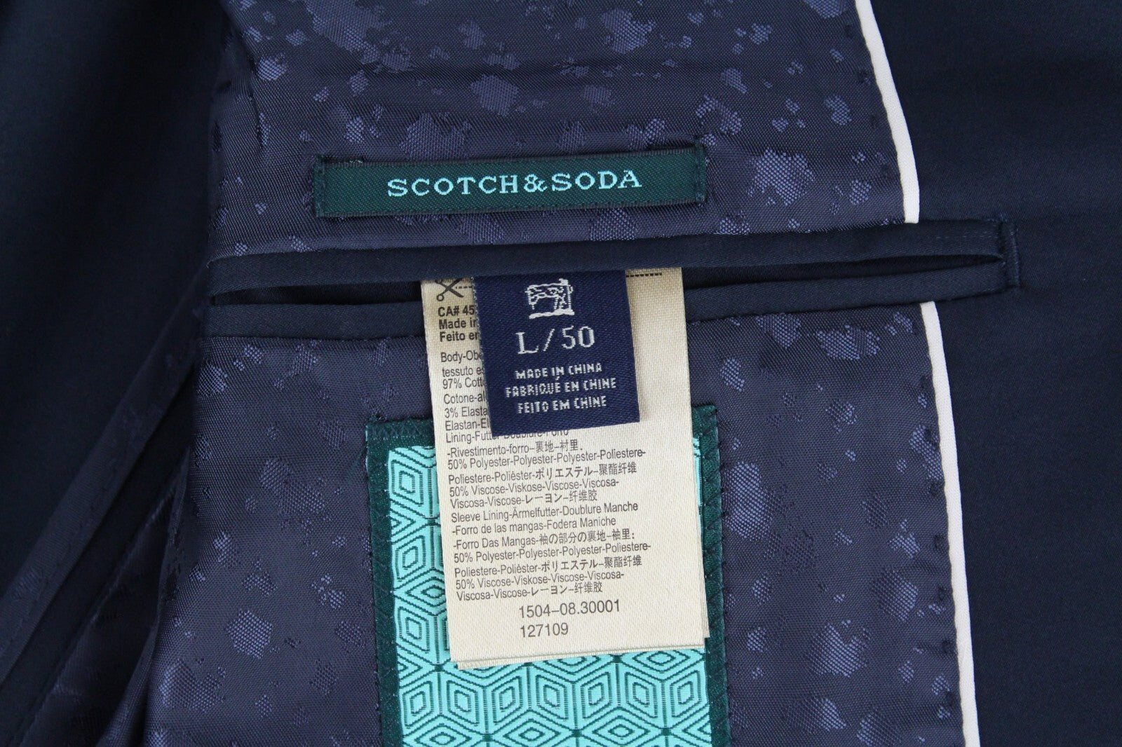 SCOTCH & SODA Ams Couture Men's Blazer L Blue Stretch Cotton Classic Formal Fit