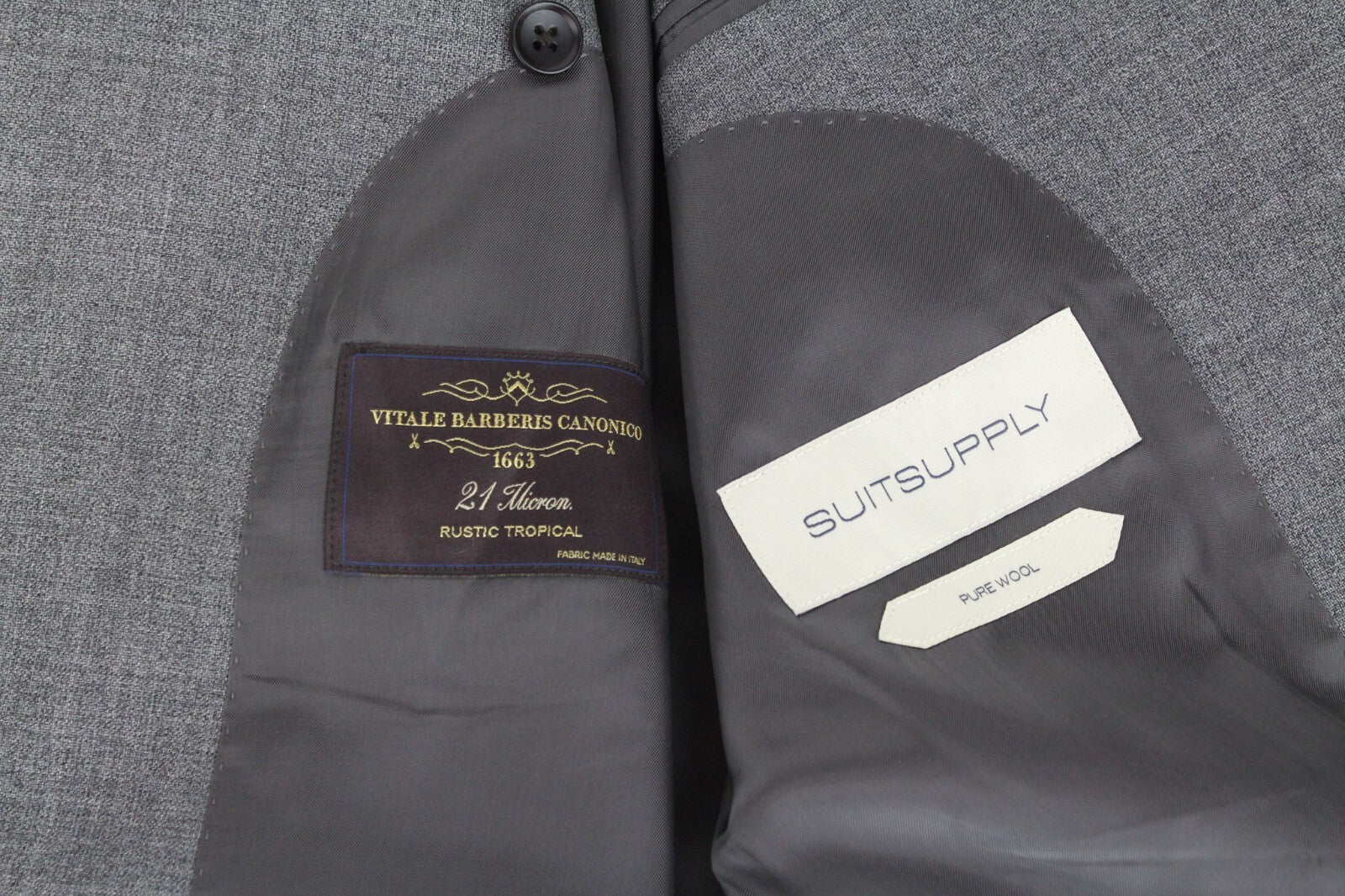 SUITSUPPLY Lazio Men's Suit UK40L Grey Wool Slim Melange Tropical 2-Piece Suit
