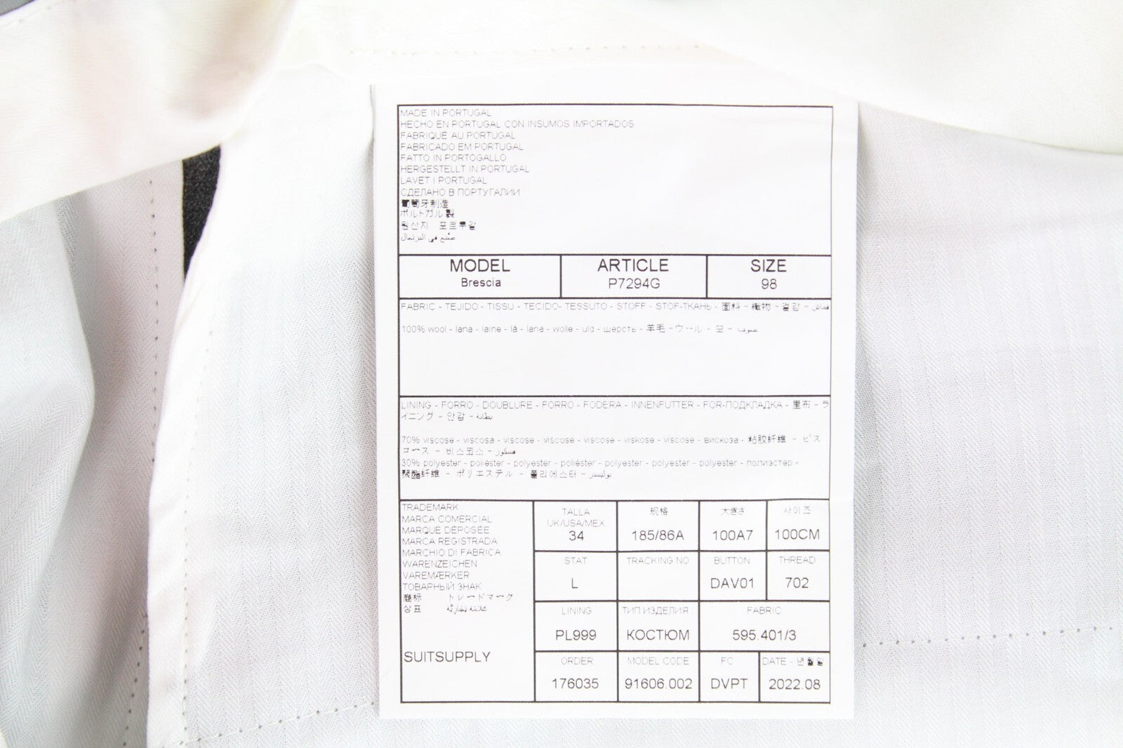 SUITSUPPLY Lazio Men's Suit UK40L Grey Wool Slim Melange Tropical 2-Piece Suit