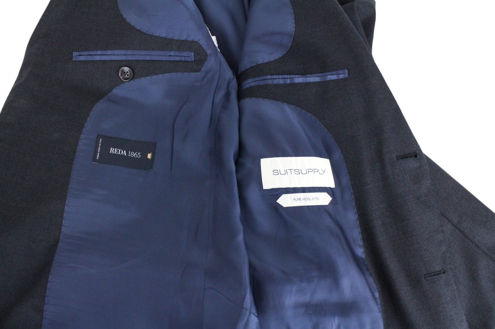 SUITSUPPLY Napoli Men's Suit UK40L Blue Melange Wool S110s 2-Piece Formal Set